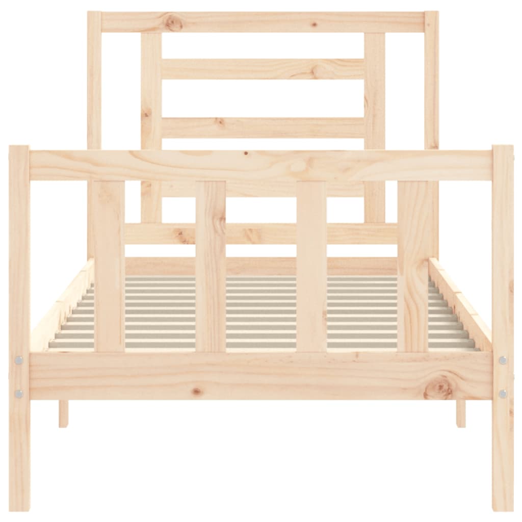 Bed Frame with Headboard Single Solid Wood