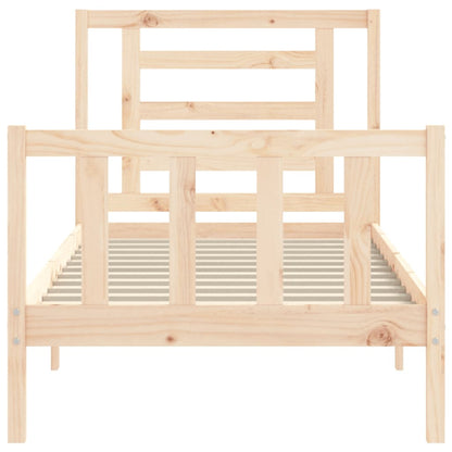 Bed Frame with Headboard Single Solid Wood