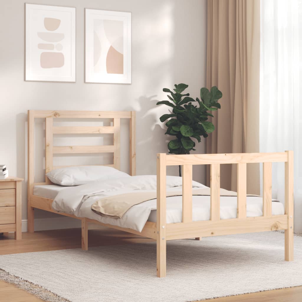 Bed Frame with Headboard Single Solid Wood