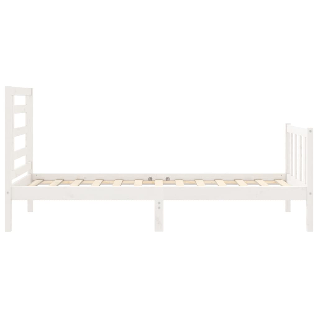 Bed Frame with Headboard White Single Solid Wood