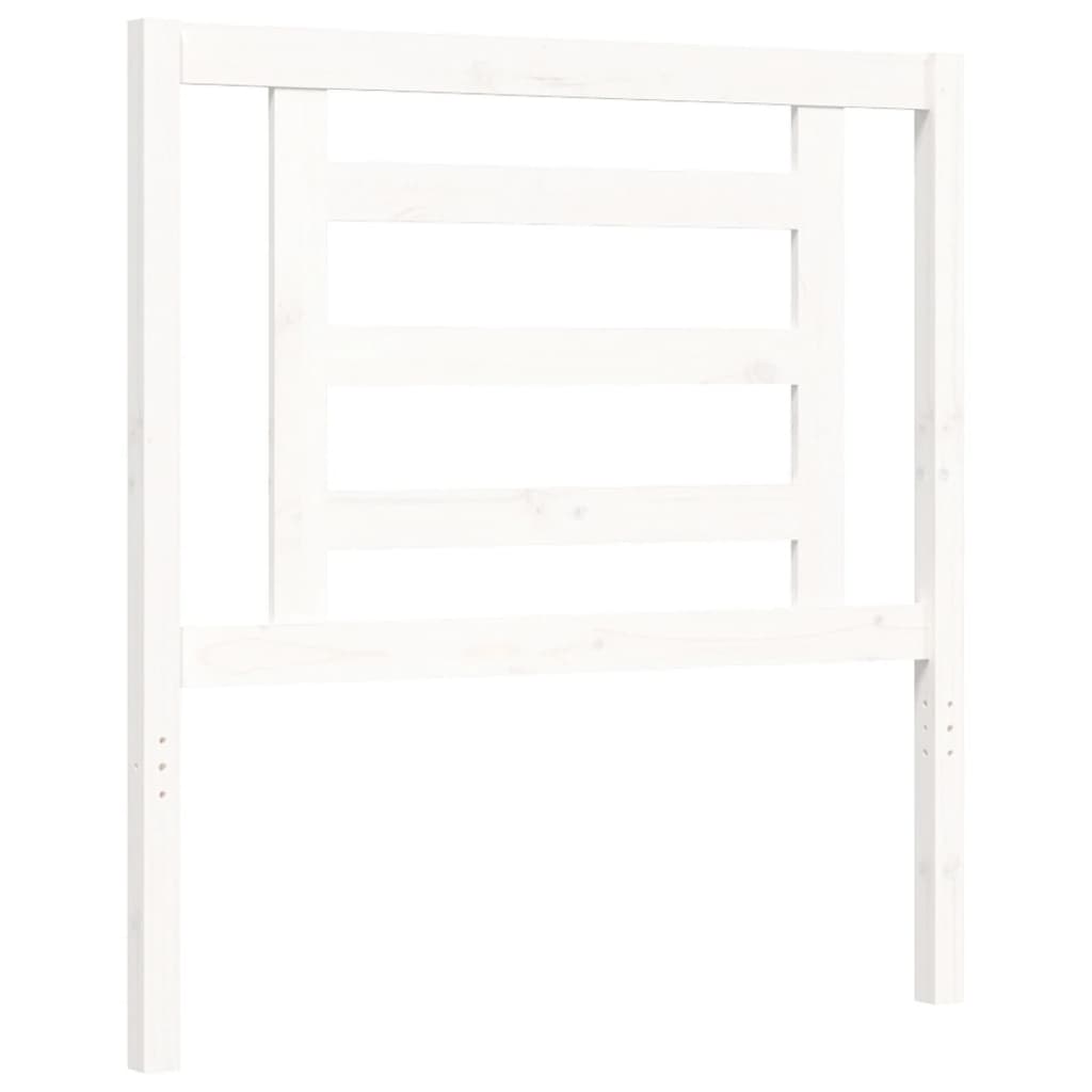 Bed Frame with Headboard White Single Solid Wood