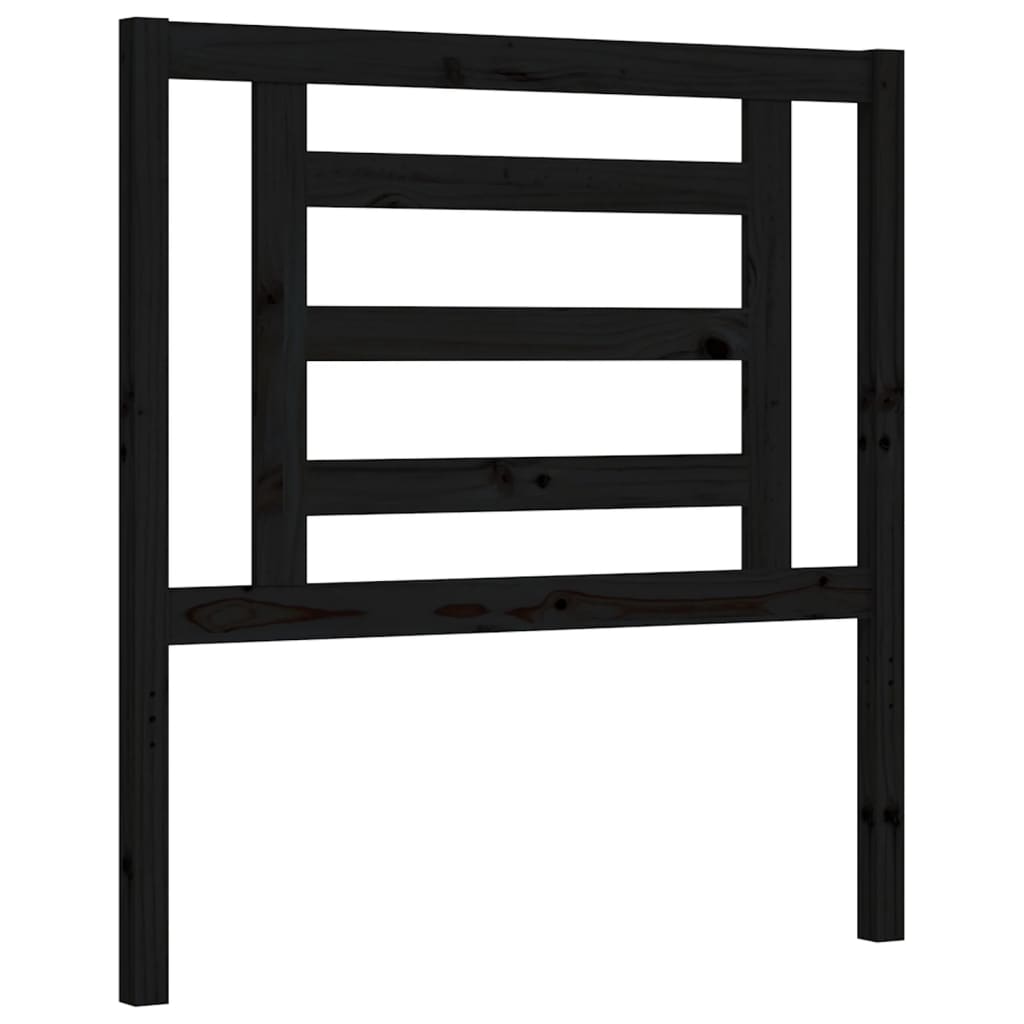 Bed Frame with Headboard Black Single Solid Wood