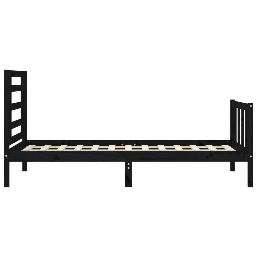 Bed Frame with Headboard Black 100x200 cm Solid Wood