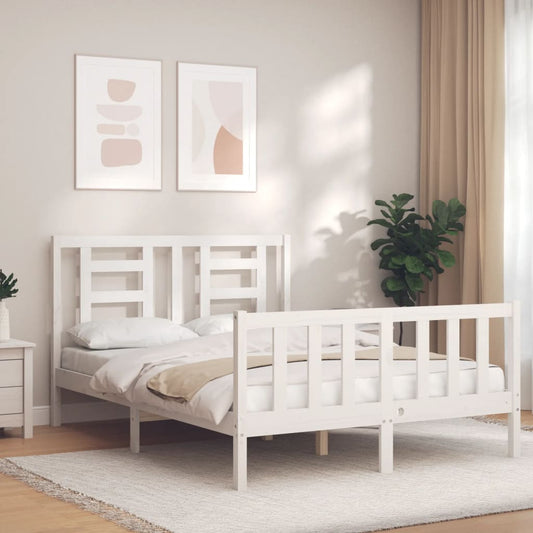 Bed Frame with Headboard White 140x200 cm Solid Wood