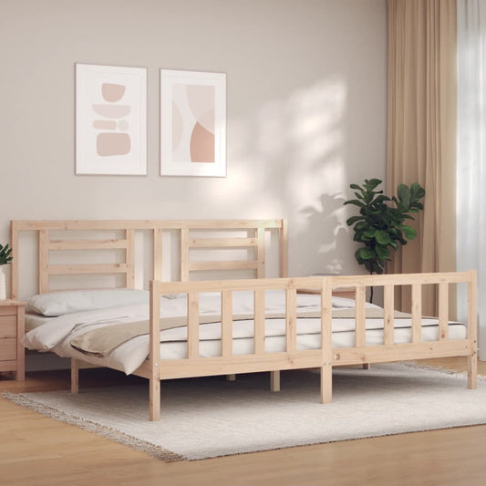 Bed Frame with Headboard Super King Size Solid Wood