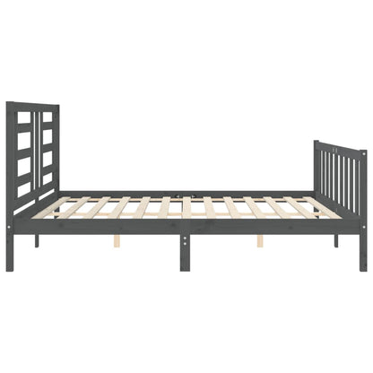 Bed Frame with Headboard Grey 200x200 cm Solid Wood