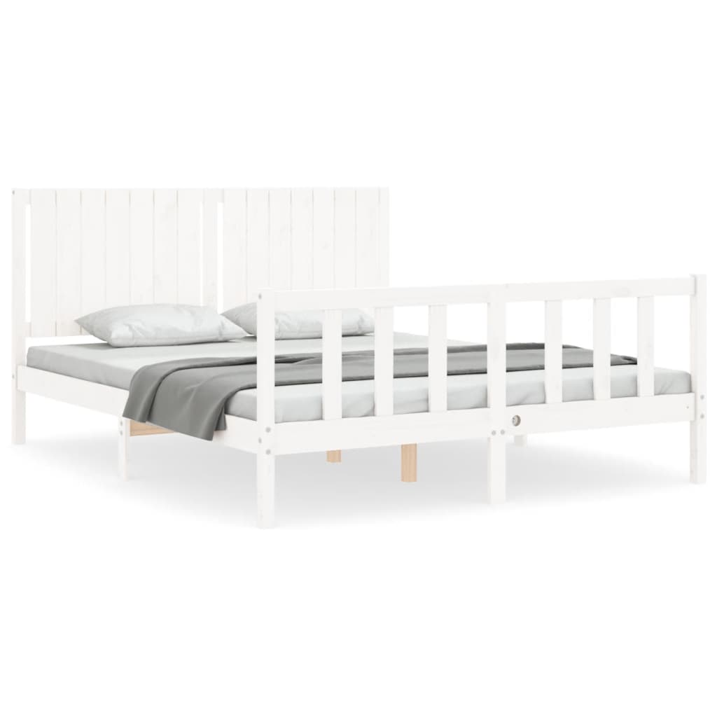 Bed Frame without Mattress White 160x200 cm Solid Wood Pine