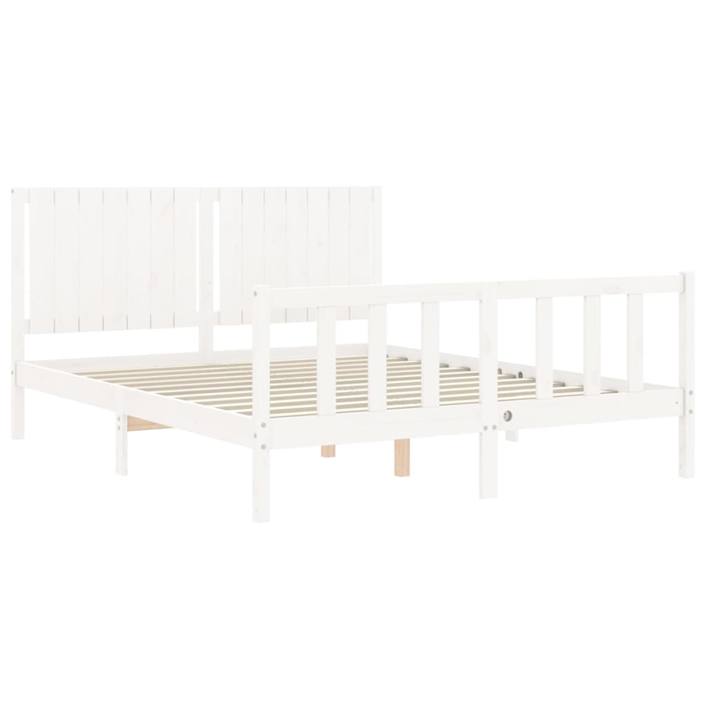 Bed Frame without Mattress White 160x200 cm Solid Wood Pine