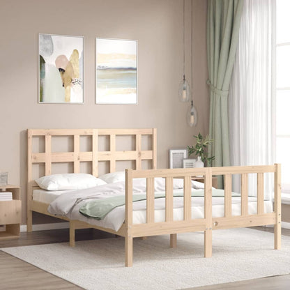 Bed Frame with Headboard Small Double Solid Wood