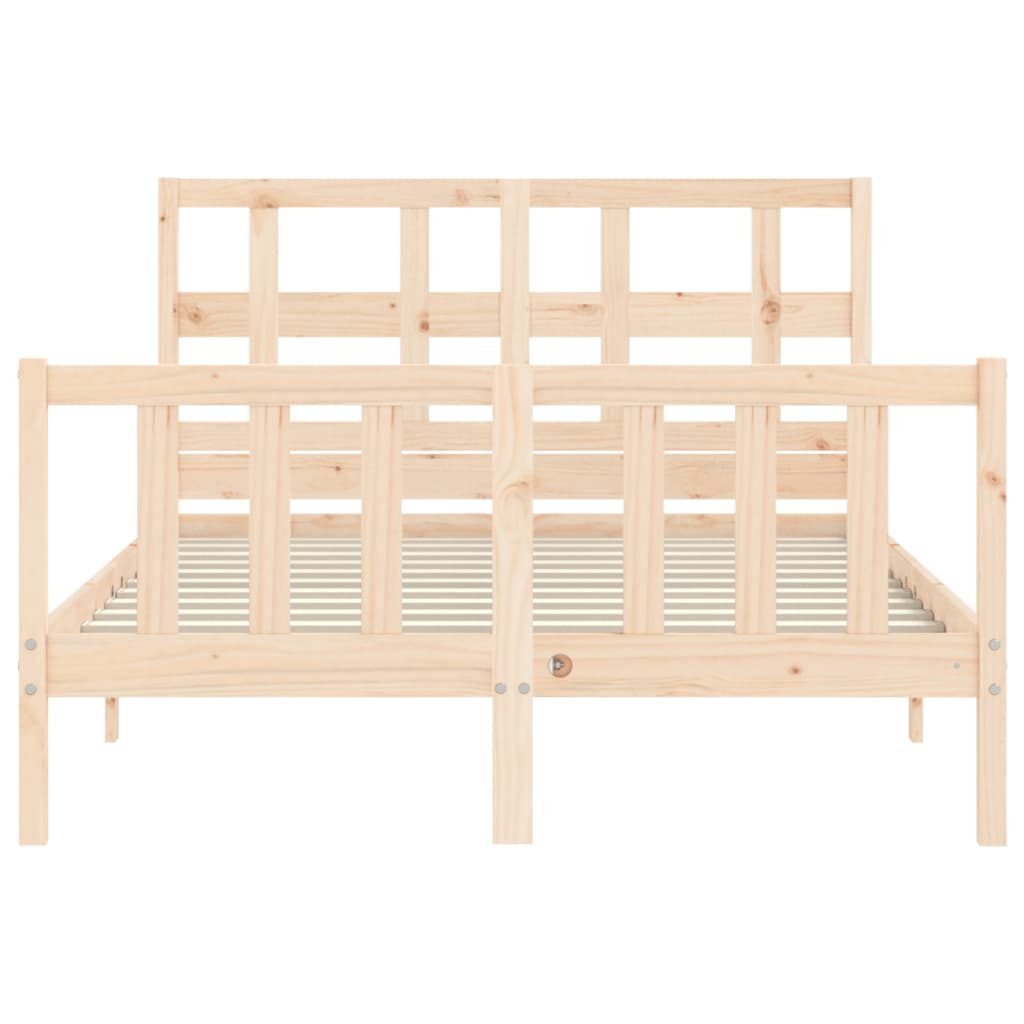 Bed Frame with Headboard Small Double Solid Wood