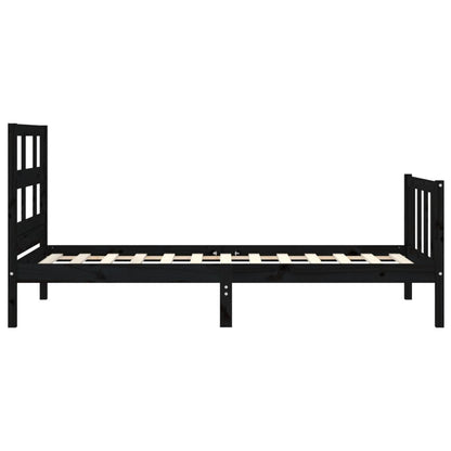 Bed Frame with Headboard Black 90x200 cm Solid Wood