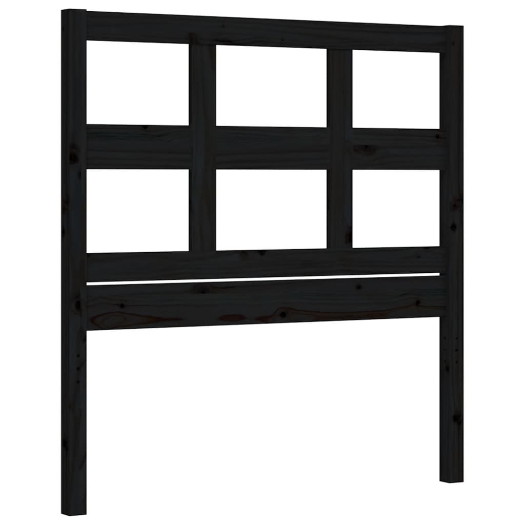 Bed Frame with Headboard Black 90x200 cm Solid Wood