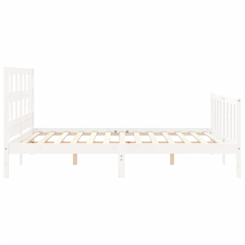 Bed Frame without Mattress White King Size Solid Wood Pine