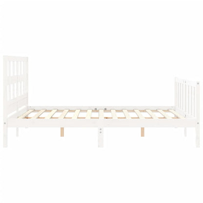 Bed Frame without Mattress White King Size Solid Wood Pine