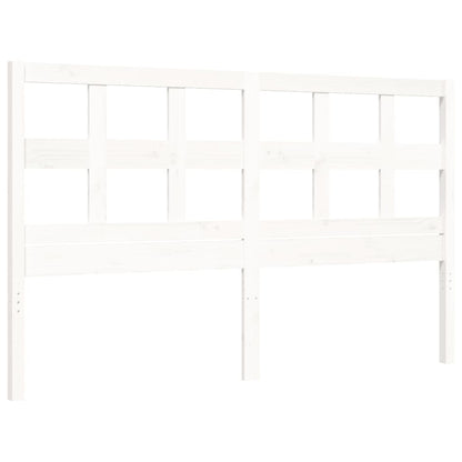 Bed Frame without Mattress White King Size Solid Wood Pine