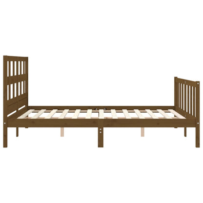 Bed Frame without Mattress Honey Brown King Size Solid Wood Pine