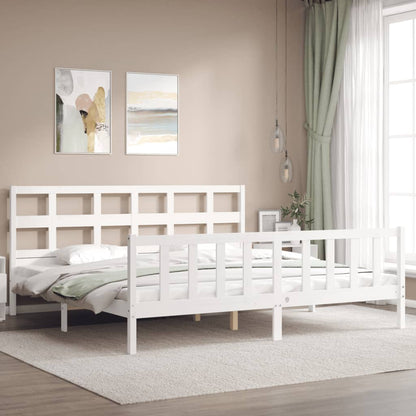 Bed Frame without Mattress White Super King Size Solid Wood Pine