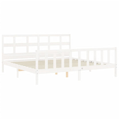 Bed Frame without Mattress White Super King Size Solid Wood Pine