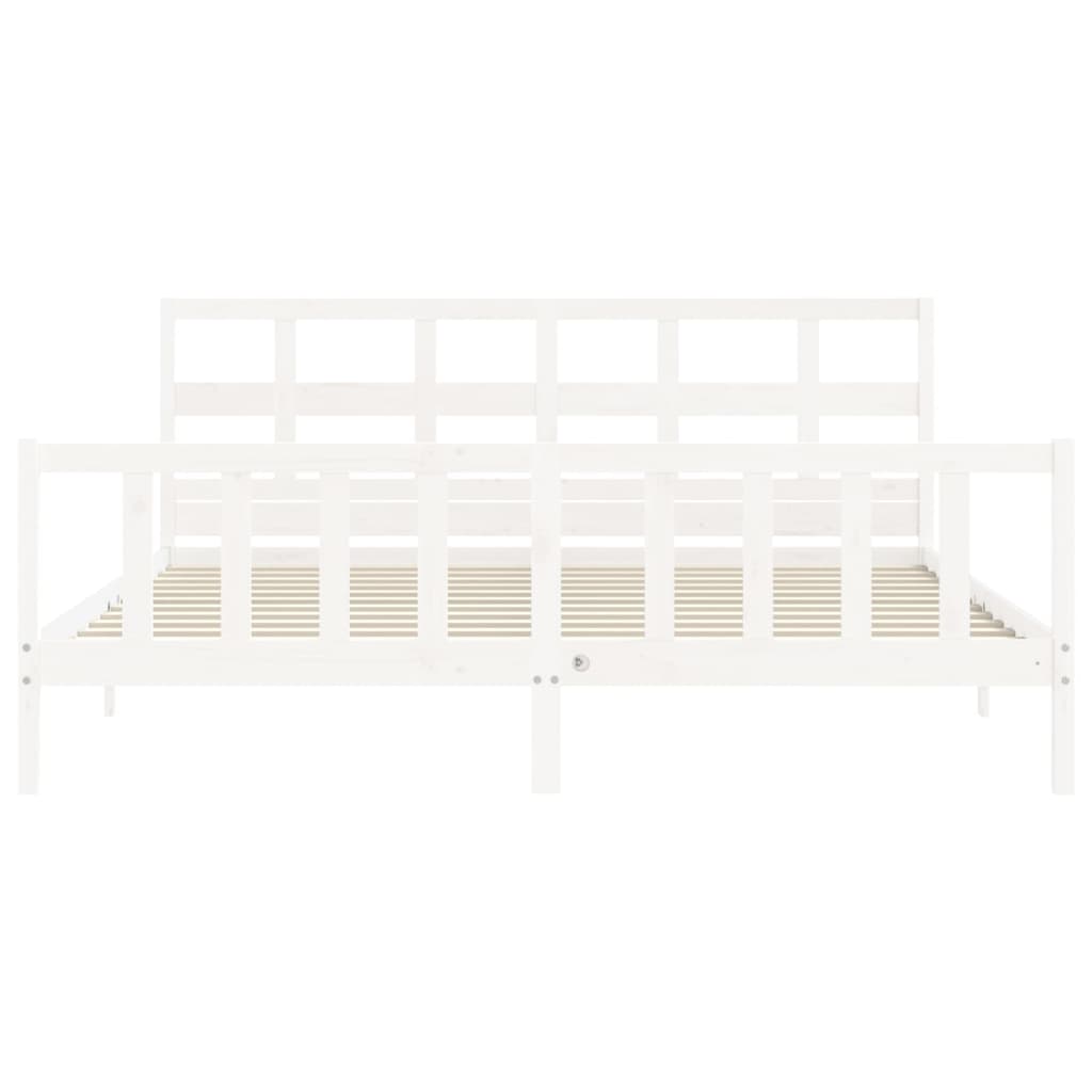 Bed Frame without Mattress White Super King Size Solid Wood Pine