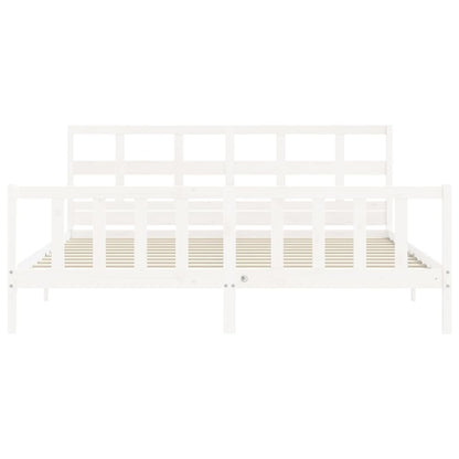 Bed Frame without Mattress White Super King Size Solid Wood Pine