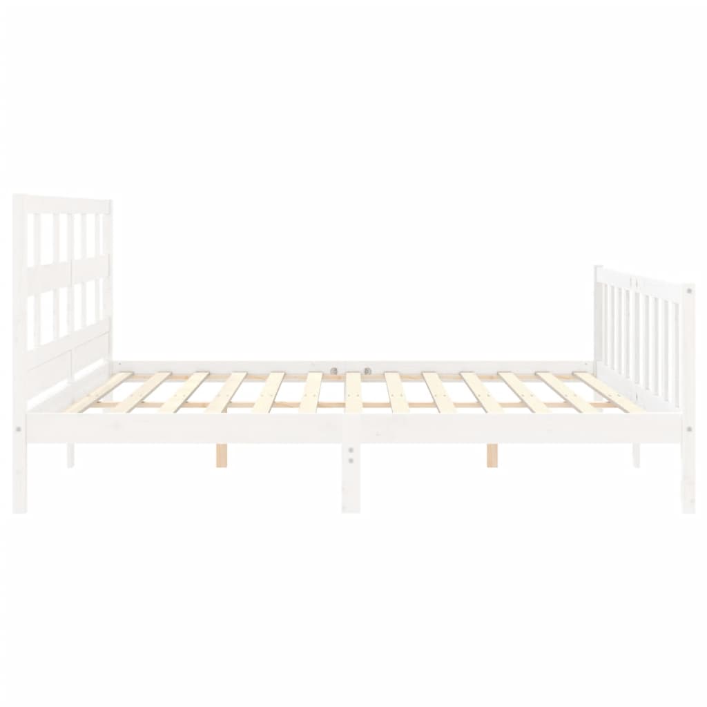 Bed Frame without Mattress White Super King Size Solid Wood Pine