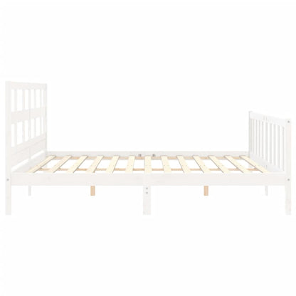 Bed Frame without Mattress White Super King Size Solid Wood Pine