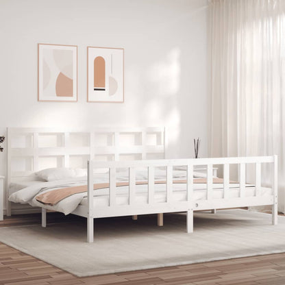 Bed Frame without Mattress White Super King Size Solid Wood Pine