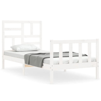 Bed Frame without Mattress White Small Single Solid Wood Pine