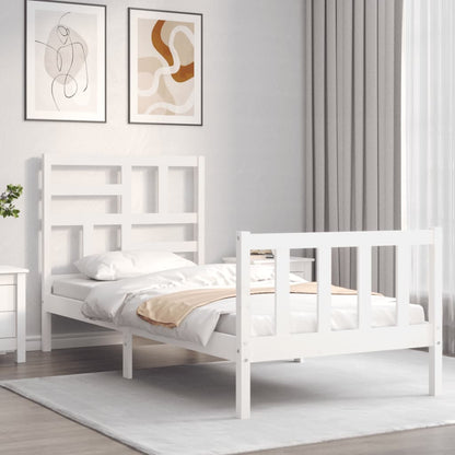 Bed Frame without Mattress White Small Single Solid Wood Pine