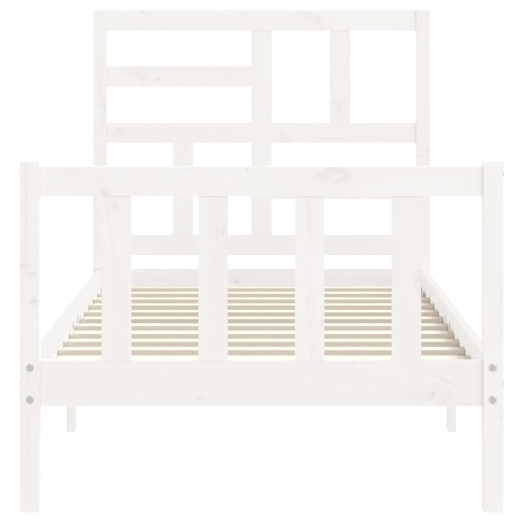 Bed Frame without Mattress White Small Single Solid Wood Pine