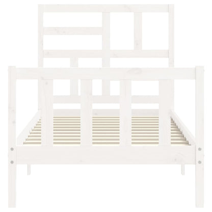 Bed Frame without Mattress White Small Single Solid Wood Pine