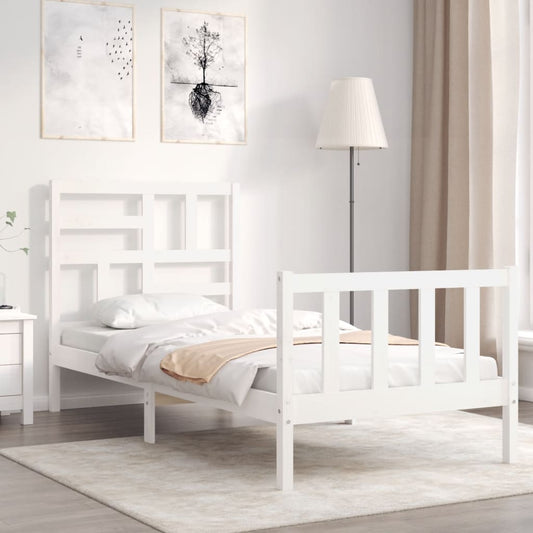 Bed Frame without Mattress White Small Single Solid Wood Pine