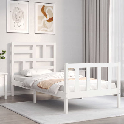 Bed Frame without Mattress White Single Solid Wood Pine