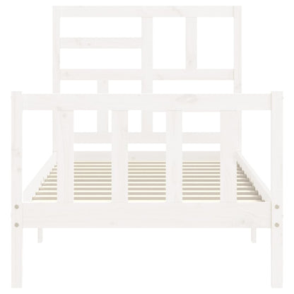 Bed Frame without Mattress White Single Solid Wood Pine