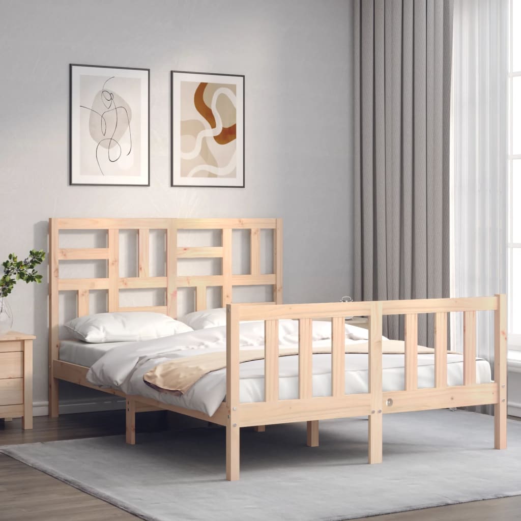 Bed Frame without Mattress 140x190 cm Solid Wood Pine