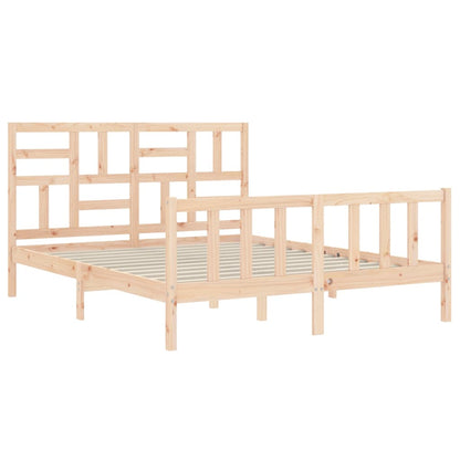 Bed Frame with Headboard King Size Solid Wood