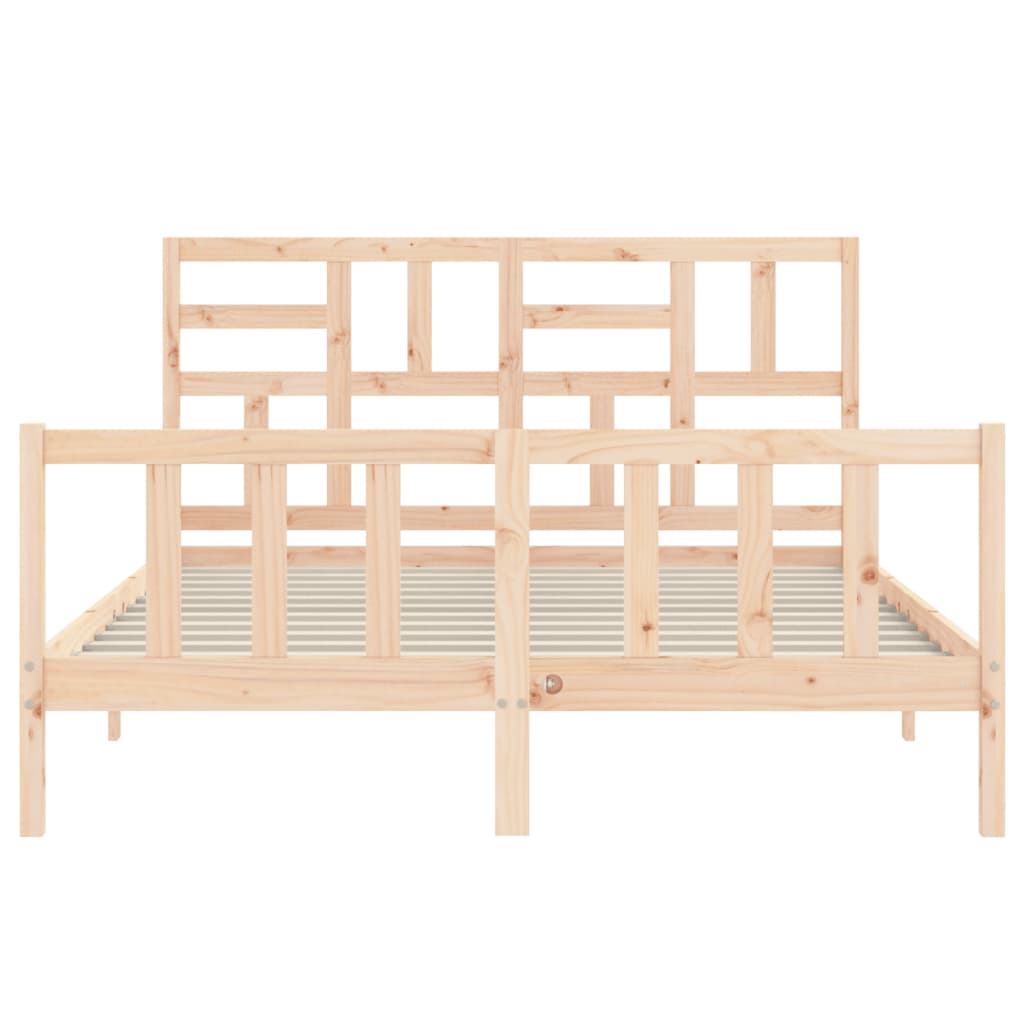 Bed Frame with Headboard King Size Solid Wood