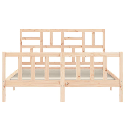 Bed Frame with Headboard King Size Solid Wood