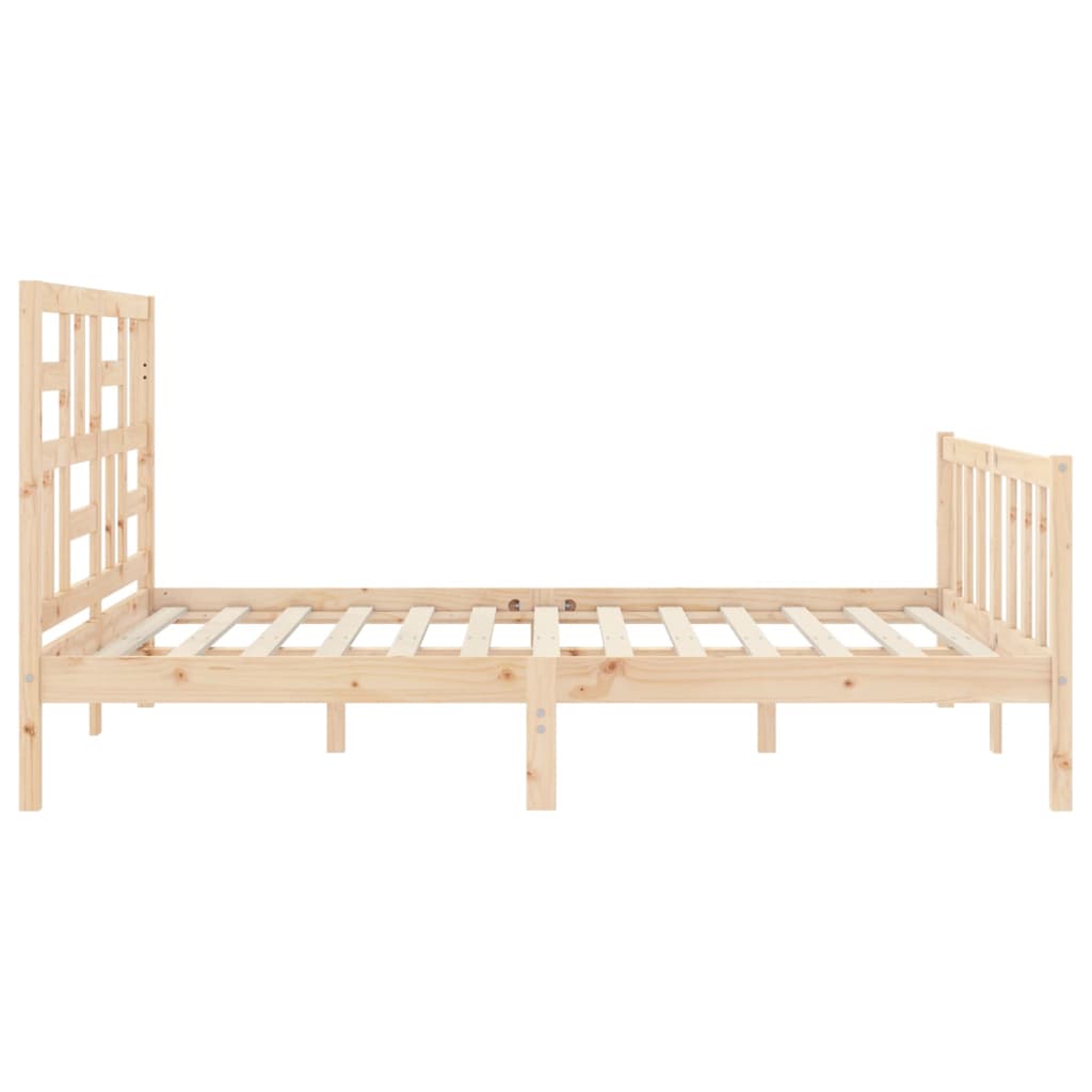 Bed Frame with Headboard King Size Solid Wood