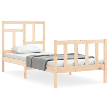 Bed Frame with Headboard Single Solid Wood