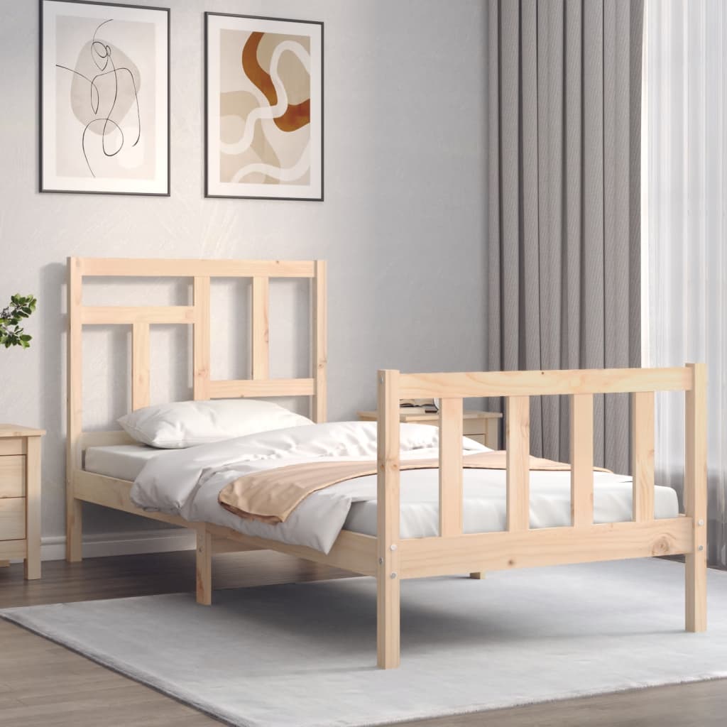 Bed Frame with Headboard Single Solid Wood