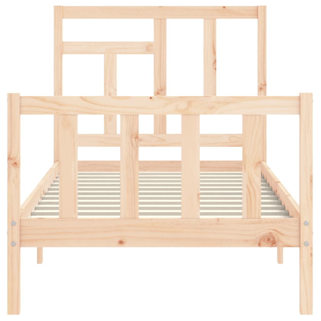 Bed Frame with Headboard Single Solid Wood