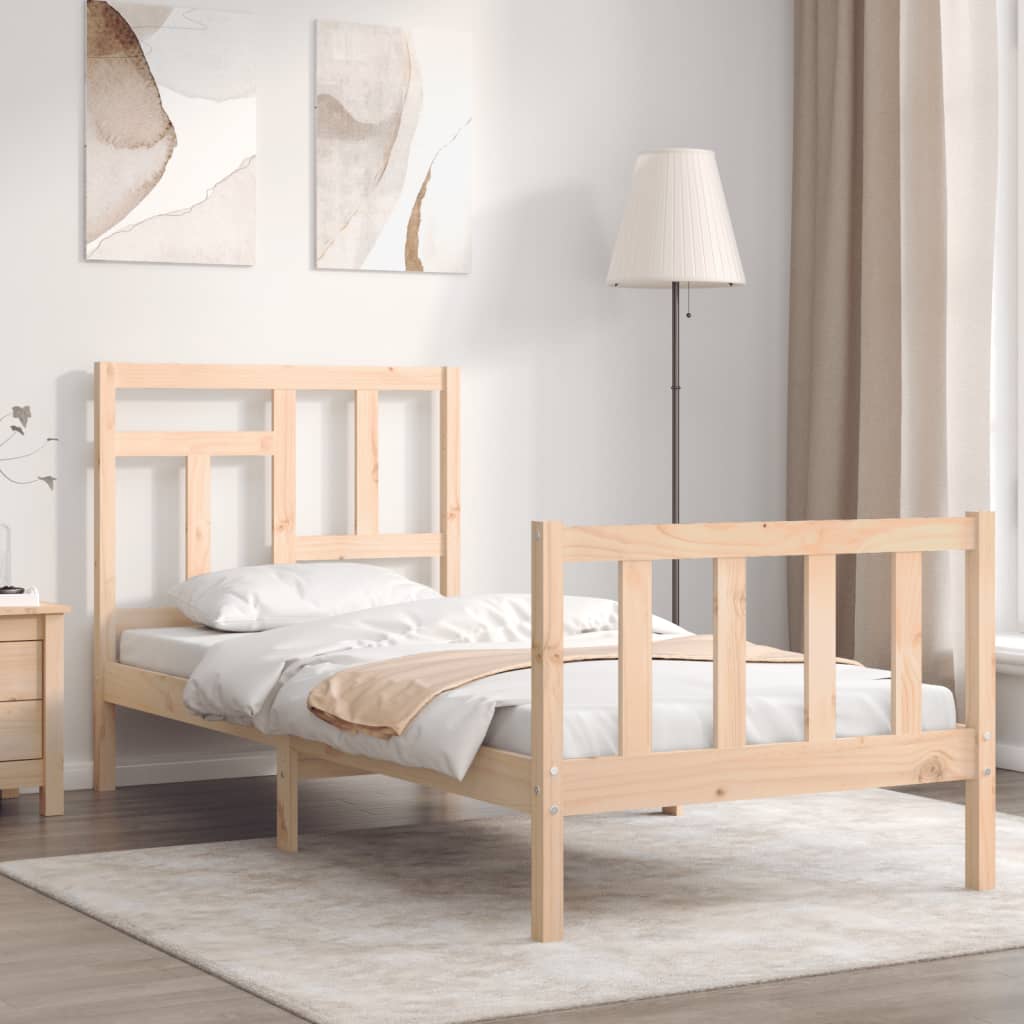 Bed Frame with Headboard Single Solid Wood