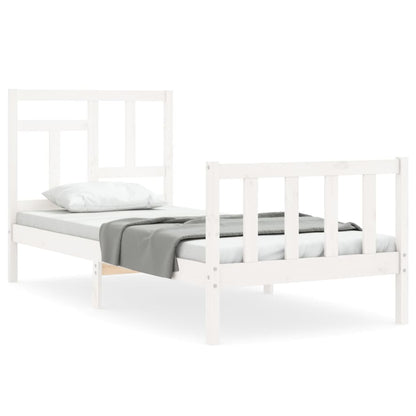 Bed Frame without Mattress White Single Solid Wood Pine