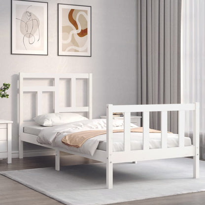 Bed Frame without Mattress White Single Solid Wood Pine