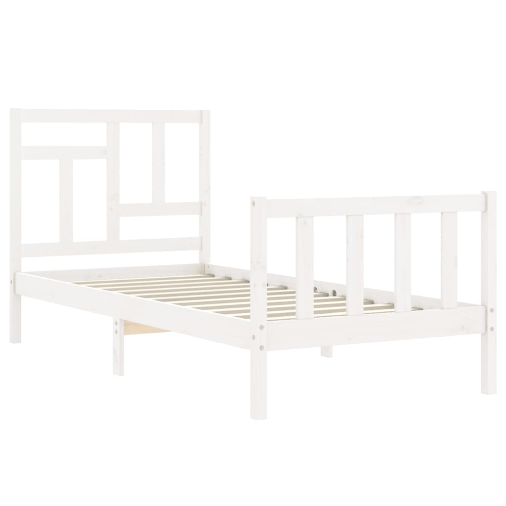 Bed Frame without Mattress White Single Solid Wood Pine