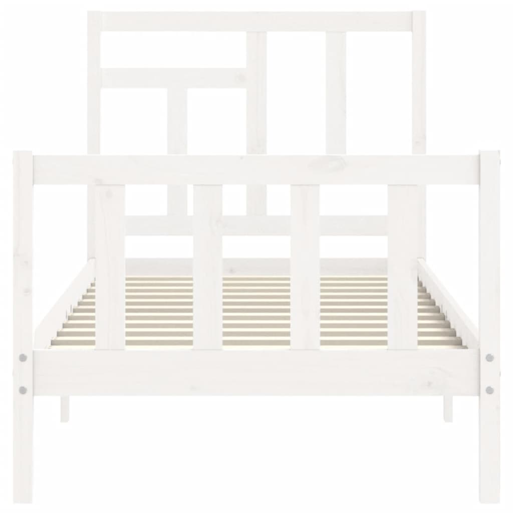 Bed Frame without Mattress White Single Solid Wood Pine