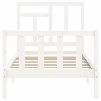 Bed Frame without Mattress White Single Solid Wood Pine