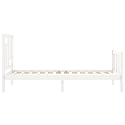 Bed Frame without Mattress White Single Solid Wood Pine