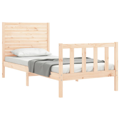 Bed Frame with Headboard Single Solid Wood